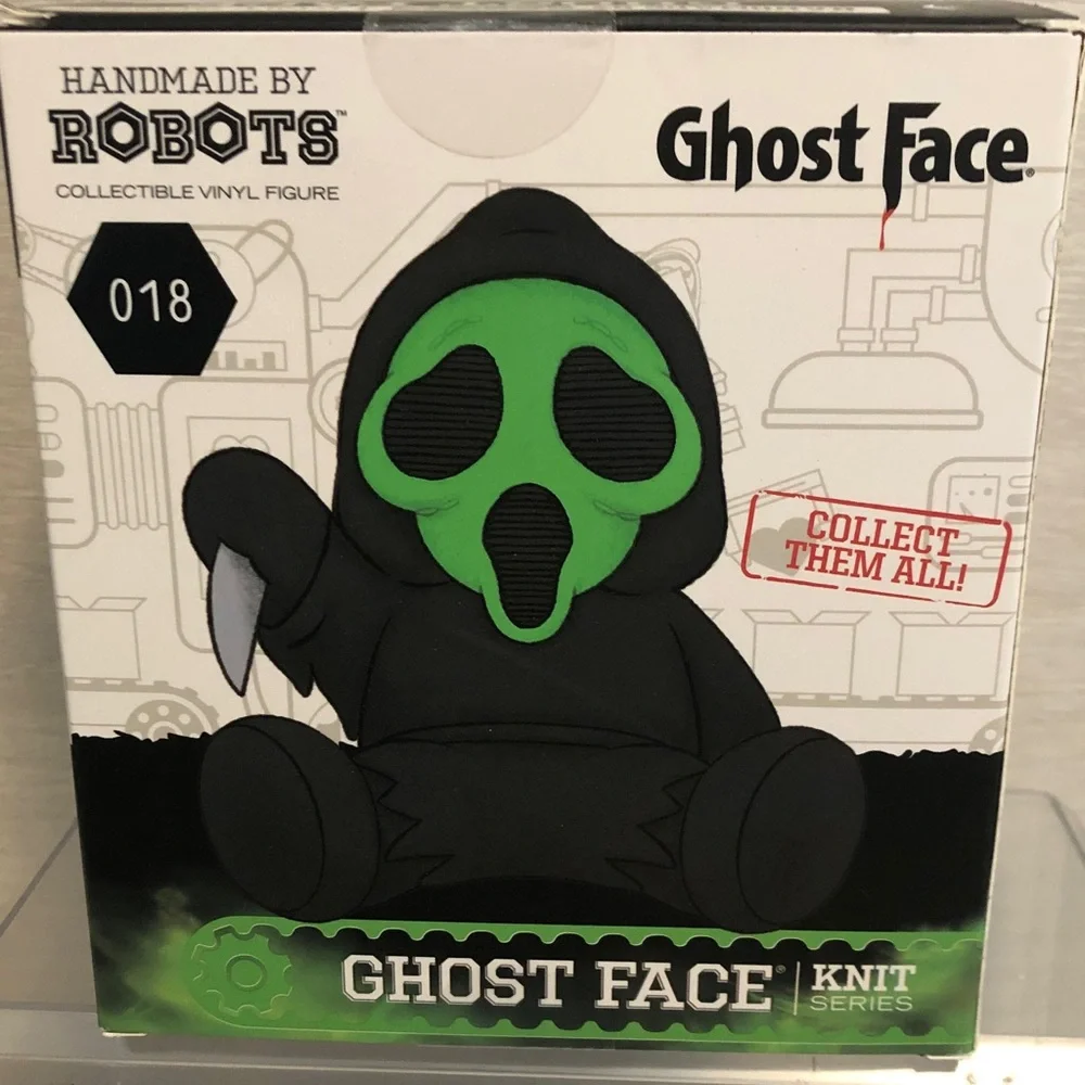 GHOST FACE Green Collectible Vinyl Figure Handmade by Robots 018 Knit Series NIB